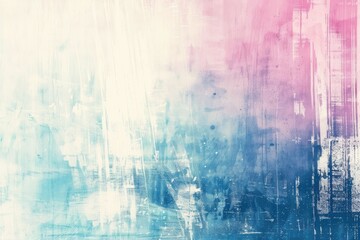 White Glitch. Faded Blue and Pink Noise Over White Abstract Background with Dust and Scratches Overlay