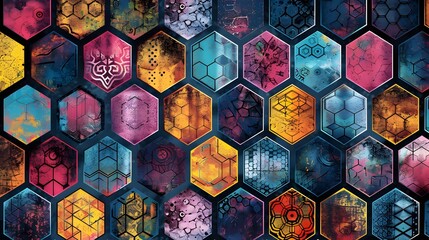 Digital hexagon abstract background. 