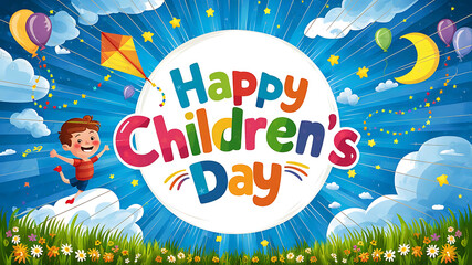 Celebrating World Children's Day Happy world children's Day, happy Children's day greeting card. 