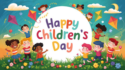 Celebrating World Children's Day Happy world children's Day, happy Children's day greeting card. 
