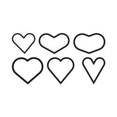 Heart icon set in flat style with background.