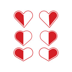 Heart icon set in flat style with background.