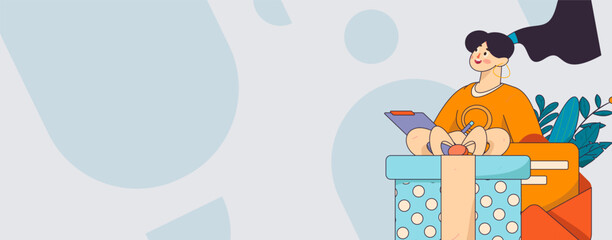 Holiday shopping people doing e-commerce online shopping flat vector concept operation hand drawn illustration
