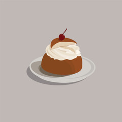Vector Chocolate Cupcake with White Cream