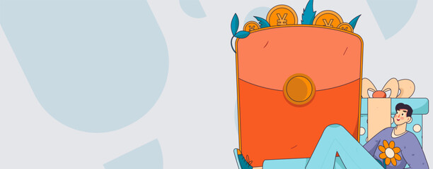 Holiday shopping people doing e-commerce online shopping flat vector concept operation hand drawn illustration
