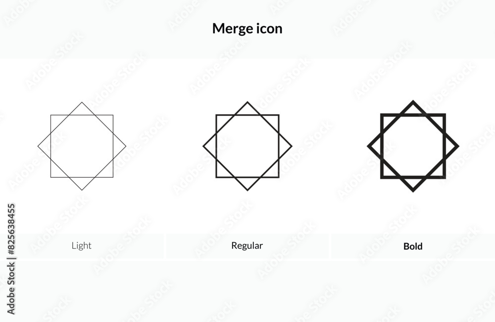 Poster merge icon. light regular and bold style design isolated on white background