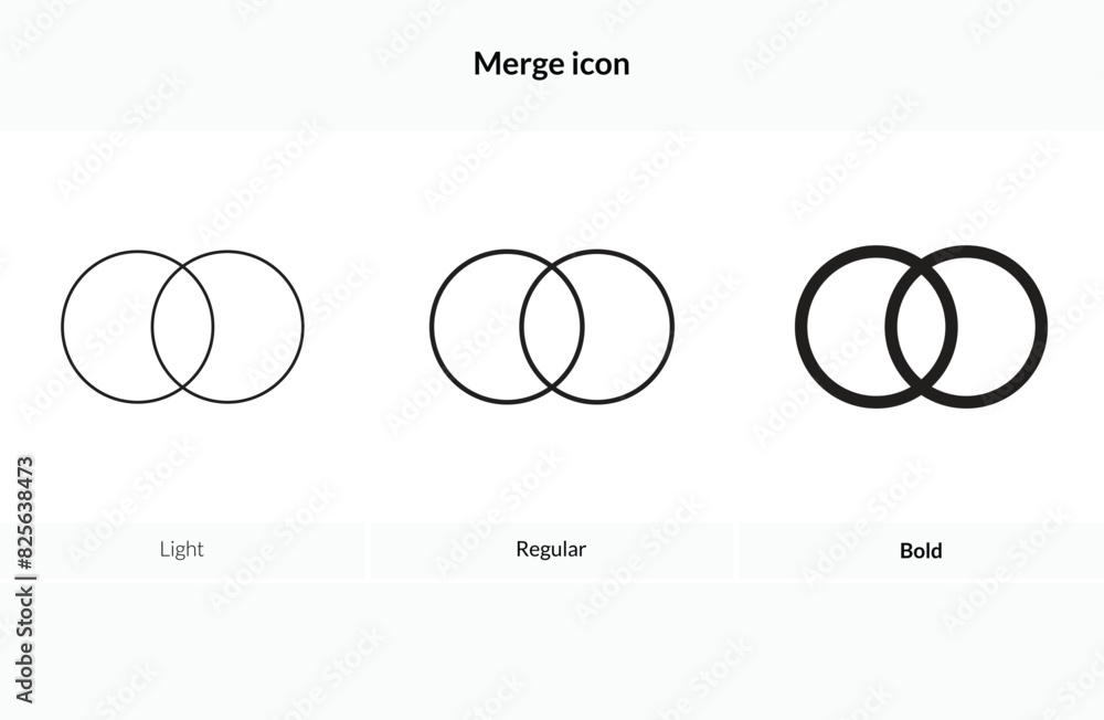 Aufkleber merge icon. light regular and bold style design isolated on white background