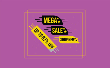 Obraz premium Sale banner template design, mega sale special offer. Up to 87% off