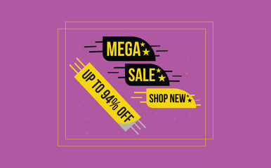 Obraz premium Sale banner template design, mega sale special offer. Up to 94% off