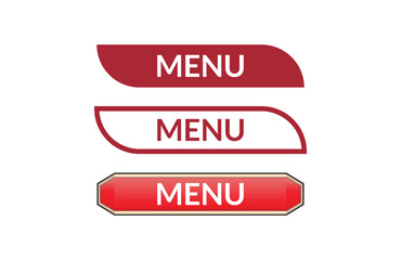 Menu red ribbon label banner set. Open available now sign or Menu tag.