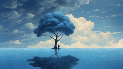 A short story set against the mysterious allure of a blue background ai_generated