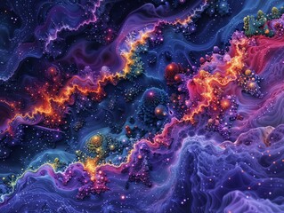 Colorful Abstract Cosmic Background with Vibrant Swirling Patterns and Glowing Lights