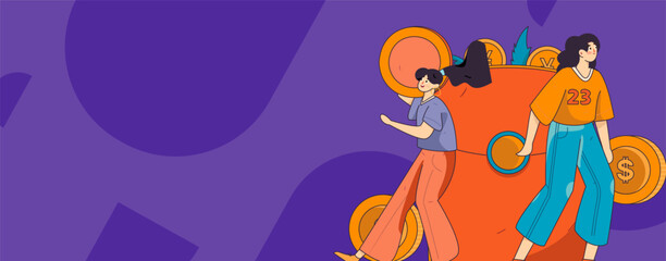 Holiday shopping people doing e-commerce online shopping flat vector concept operation hand drawn illustration
