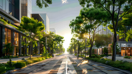 view of a modern city street, Generative Ai