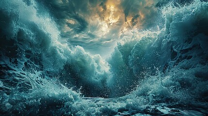 Powerful Ocean Wave Cresting with Spray - Generative Ai