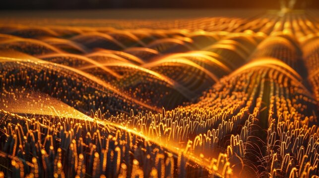 Farmers tend to their fields with meticulous precision coaxing out the best from each quantum field.