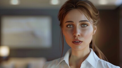 Obraz premium A Business Lady Engages In Discussion By Asking A Question, Showcasing Curiosity And Engagement, High Quality