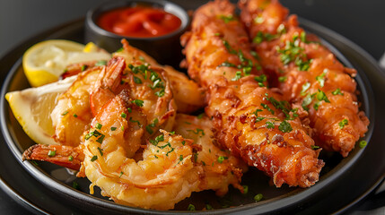 Fototapeta premium Golden Coconut Shrimp Delight