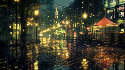 Obraz premium night city street