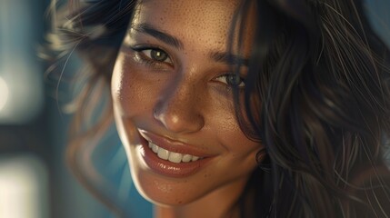 A Confident Latin Woman Smiles As She Looks At The Camera, High Quality