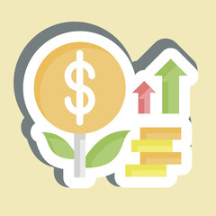 Sticker Money Growth. related to Finance and Tax symbol. simple design illustration