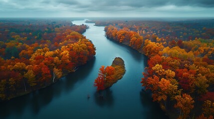 fall colors on the river water, landscape, nature, sea, river, lake 25
