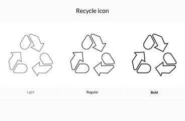 Recycle icon. Light Regular And Bold style design isolated on white background
