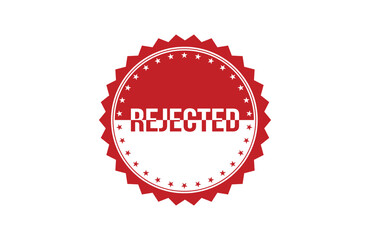 Rejected red ribbon label banner. Open available now sign or Rejected tag.