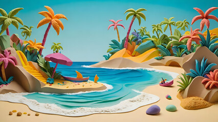 Clay art tropical beach