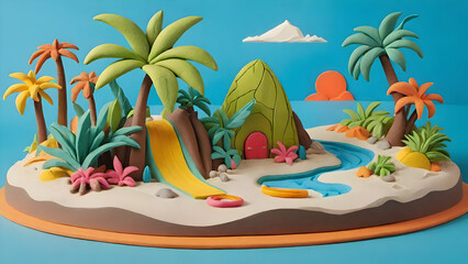 Obraz premium Clay art tropical beach