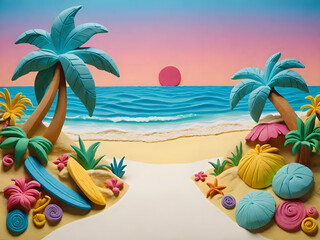 Obraz premium Clay art tropical beach