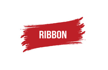 Brush style Ribbon red banner design on white background.