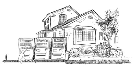 Naklejka premium Free hand sketch japanese house