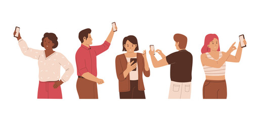 People are sad because the iphone signal is bad. Flat illustration concept