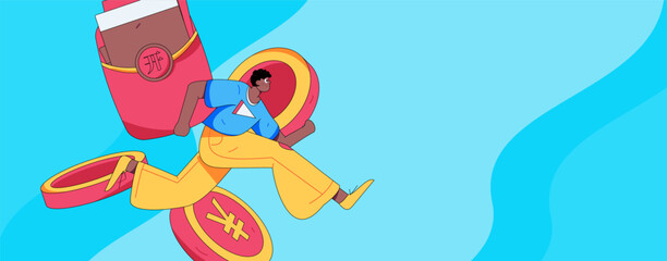 Holiday shopping people doing e-commerce online shopping flat vector concept operation hand drawn illustration
