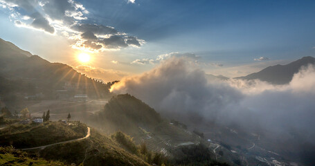 Magical dawn on the mountain in Sa Pa, Viet Nam