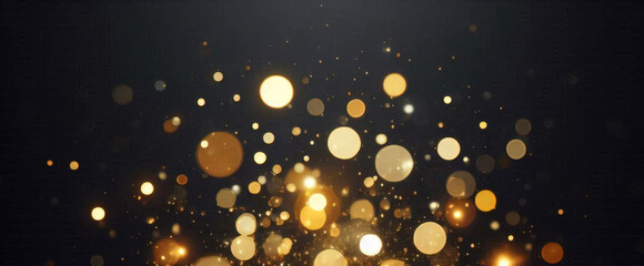 Obraz premium Partículas de brillo dorado fondo abstracto.Bokeh de partículas de brillo de luz dorada de Navidad sobre fondo negro marino. Concepto de vacaciones. Fondo abstracto con partículas de oro. 