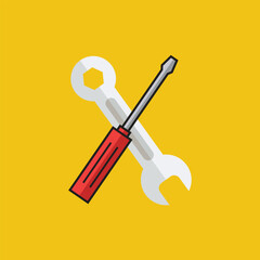 Screw driver icon flat vector illustration.