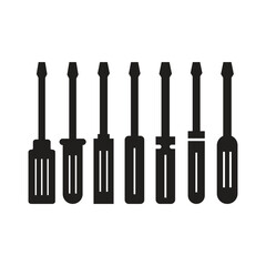 Screwdriver icon set. flat vector illustration.