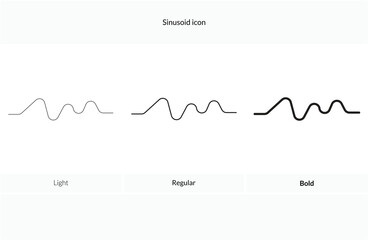 Sinusoid icon. Light, Regular And Bold style design isolated on white background