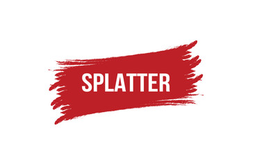 SPLATTER red ribbon label banner. Open available now sign or SPLATTER tag.