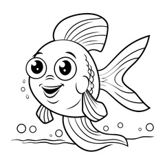 Clean line fish icon for coloring.