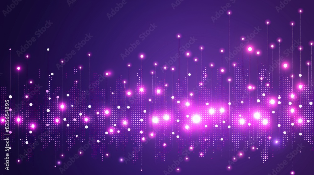 Poster glowing particle dots with colorful dots in abstract background, concept of light shining sparkling 
