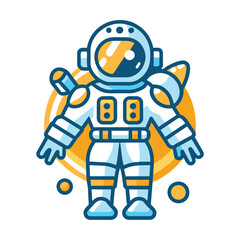 Obraz premium Astronaut in Space Suit with Yellow and Blue Details