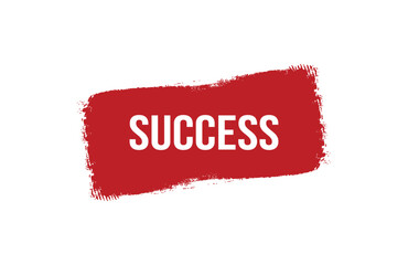 Brush style Success red banner design on white background