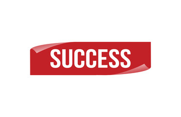 Success red ribbon label banner. Open available now sign or Success tag.