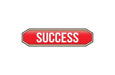 Success red ribbon label banner. Open available now sign or Success tag.