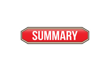 Summary red ribbon label banner. Open available now sign or Summary tag.