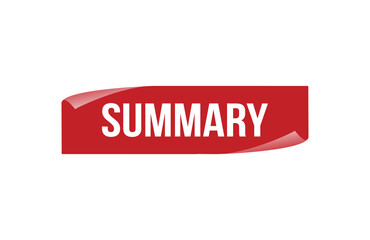 Summary red ribbon label banner. Open available now sign or Summary tag.
