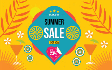 summer sale banner. up to 23% off